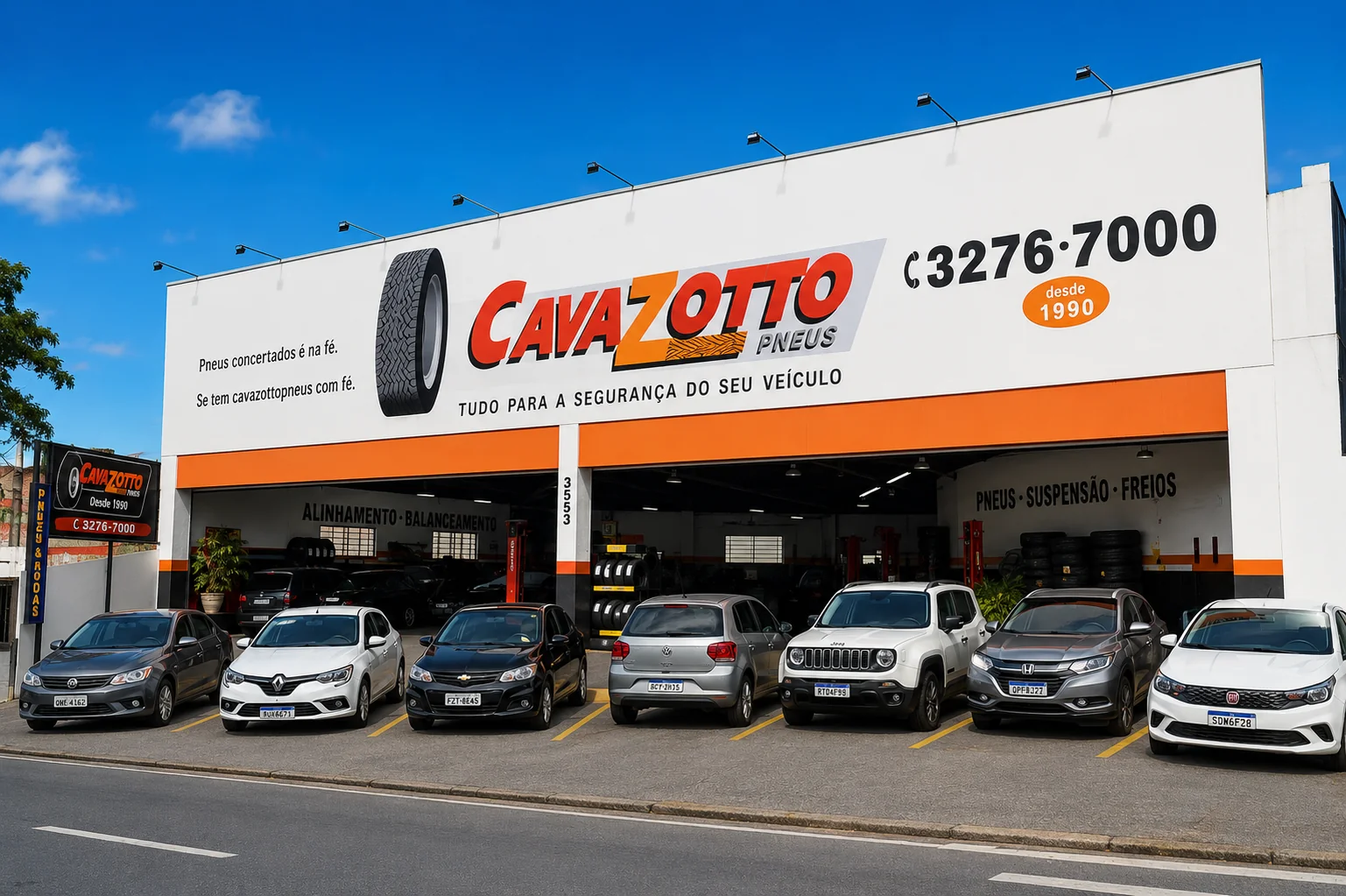 Fachada da Cavazotto Pneus em Campinas, autocenter tradicional desde 1990